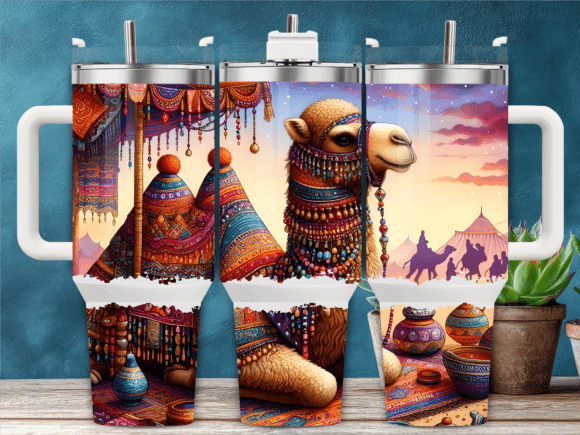 Boho Camel in Poncho Style 40oz Tumbler Graphics