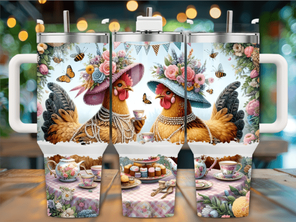 Boho Mushroom Chicken Tumbler Wrap Graphics