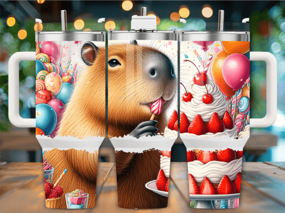 Capybara Birthday Party Fun 40oz Tumbler Graphics for Tumbler Wraps