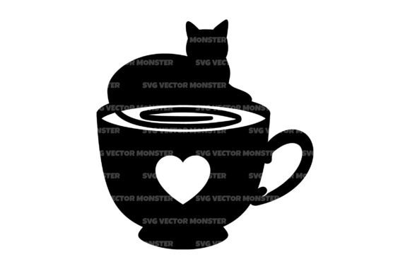 Cat on Coffee Cup Svg for Crafts and Graphics