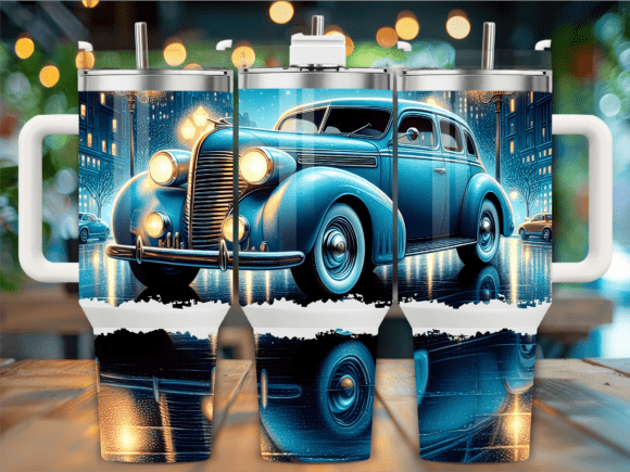 Classic Night Cruise Car 40oz Tumbler Graphics for Tumbler Wraps