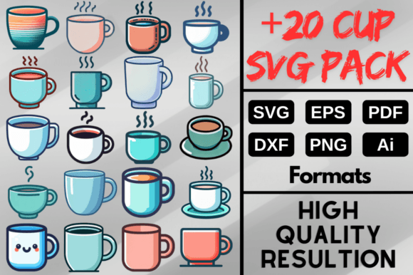 Cup SVG Digital Download Bundle Pack PNG for Crafts and Graphics