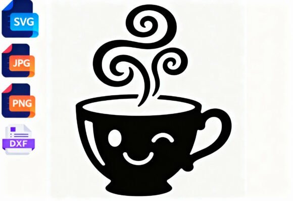 Cute Winking Coffee Cup SVG for Crafts and Graphics