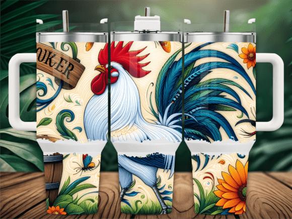 Farmhouse Rooster Sunflower 40oz Tumbler Graphics
