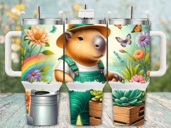 Gardening Capybara Flowers 40oz Tumbler Graphics