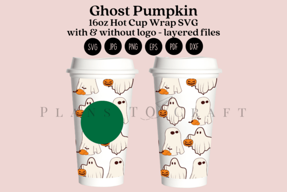 Ghost Halloween 16oz Hot Cup Tumbler SVG for Crafts and Graphics