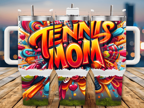 Graffiti Urban Tennis Mom Tumbler Wrap Graphics