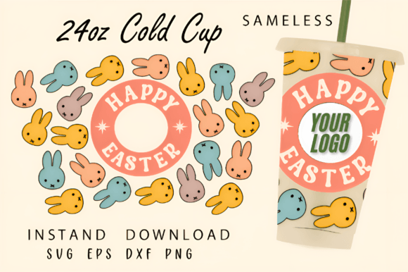 Happy Easter Cold Cup Svg for Tumbler Wraps and Graphics