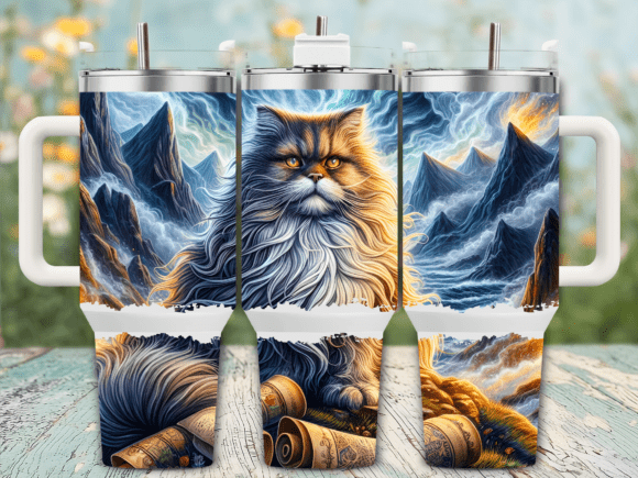 Mountain Cat Golden Eyes 40oz Tumbler Graphics for Branding