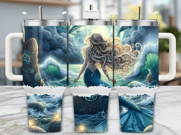Ocean Mermaid Night Tumbler Wrap Graphics