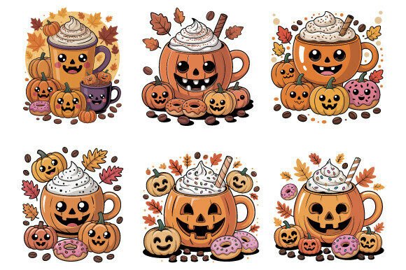 Pumpkin Spice Latte Cup Svg Bundle for Graphics and Illustrations