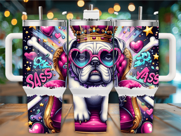 Sassy Bulldog Queen Pop Art Tumbler Wrap Graphics
