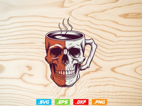 Skull Coffee Cup SVG for Crafts and Graphics