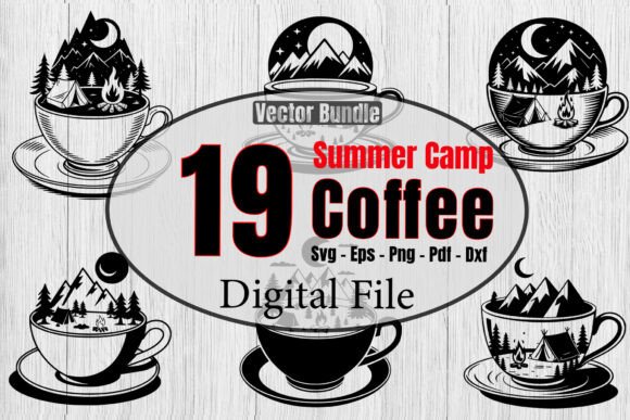 Summer Camp Coffee Cup Svg Bundle for Crafts and Graphics