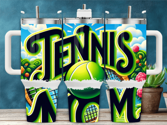 Tennis Mom Garden Theme 40oz Tumbler Graphics