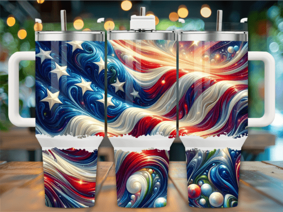 Wavy Red White Blue Galaxy Tumbler Wrap Graphics