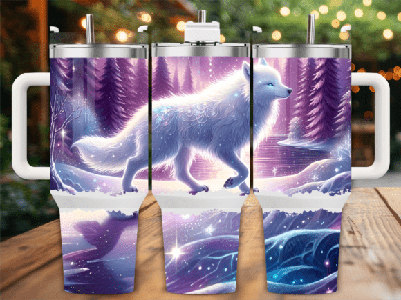 White Wolf Snow Forest Tumbler Wrap Graphics