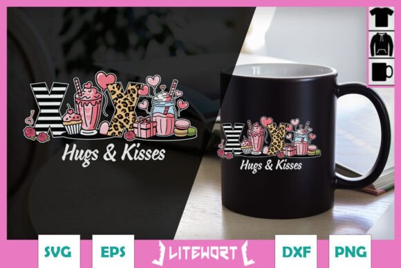 Xoxo Hugs and Kisses Coffee Cup SVG for Crafts and Graphics